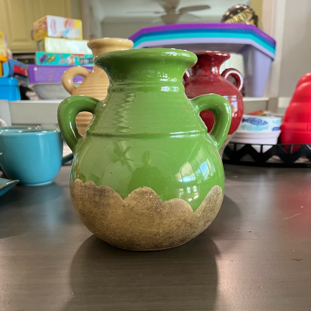 Green and Gold Ceramic Vase